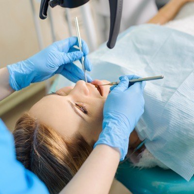 woman having dental work done